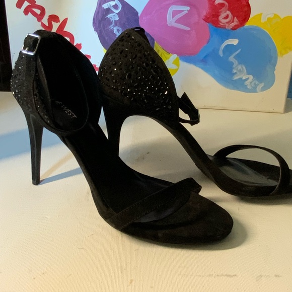 Nine West Suede and Embellished Heel Ankle Strap StilettoSize 12M - Picture 2 of 5